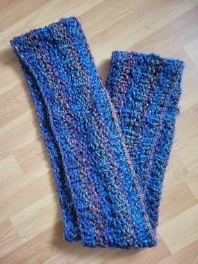 Handmade Chunky Multi-Color Blue Knit Scarf